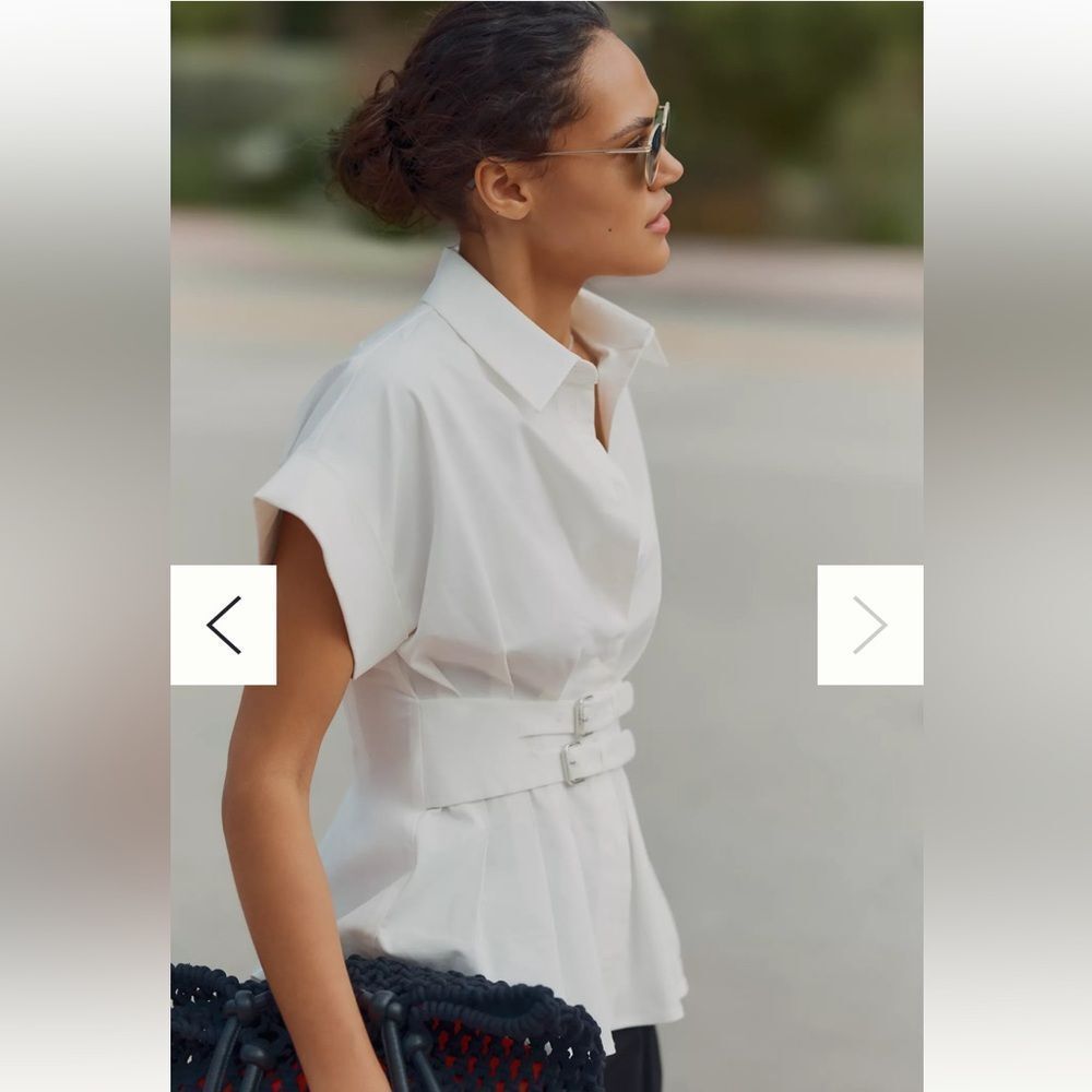 Anthropologie The Tobie Pleated Blouse by Exquise: Double-Buckle Edition - Picture 5 of 8